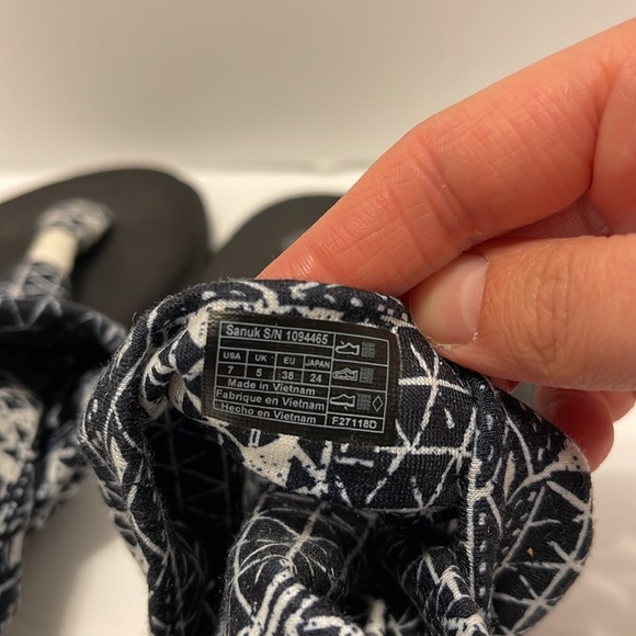 Sanuk Yoga Sling 1094465 Women’s Size 7 Sling 2 Print Black Ojai Folk Sandals - Picture 8 of 9